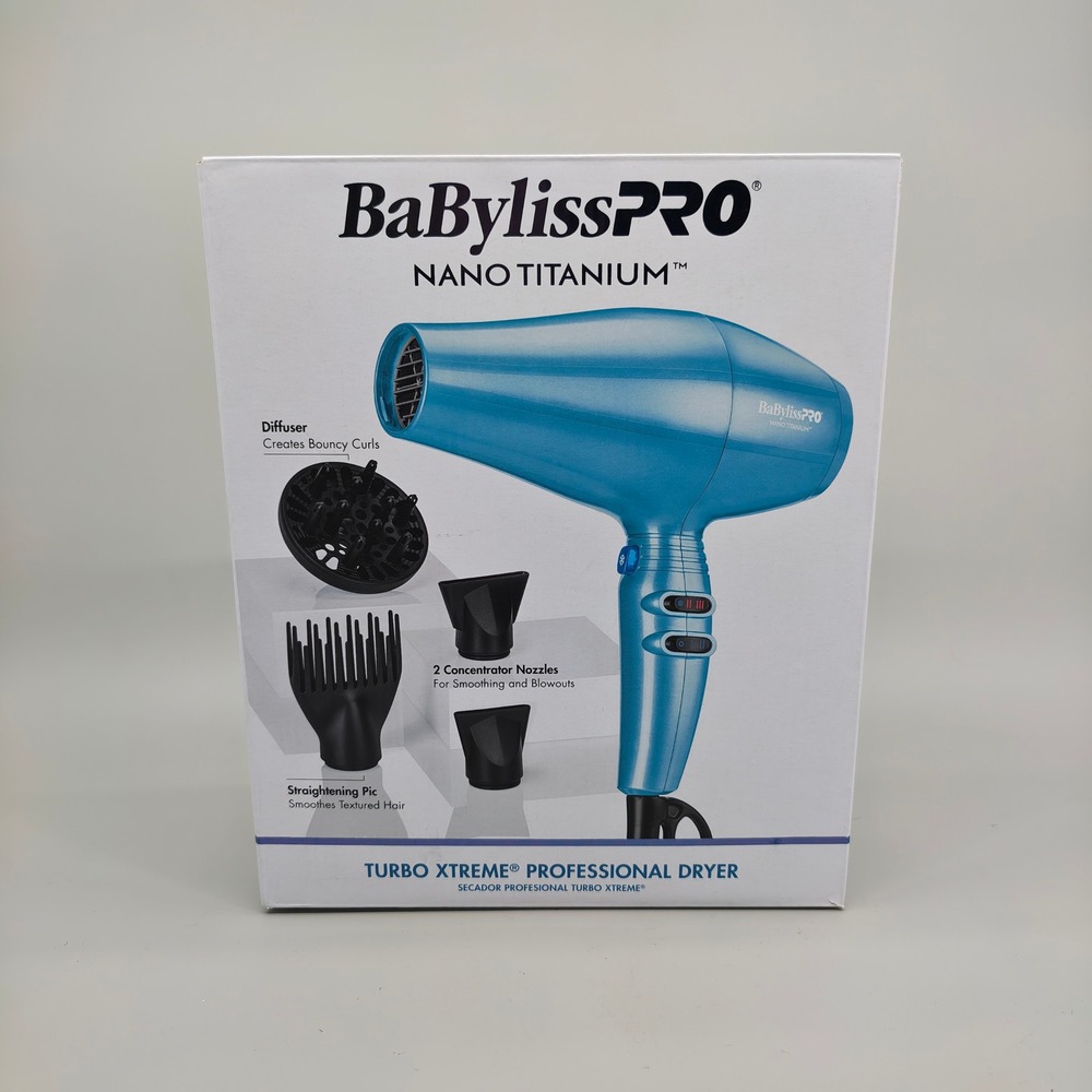 BaBylissPRO Nano Titanium Turbo Xtreme Professional Hair Dryer Blue BNTS000UC